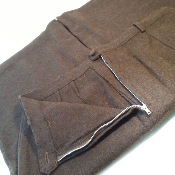 Vintage 60s Wiggle Pencil Skirt Lady-10 Wool Kick Pleat Metal Zip Top-Stitch - Picture 8 of 8